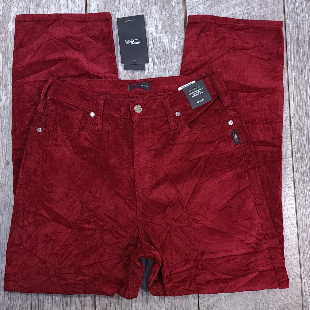 Silver Jeans Corduroy Pants Womens 29 Wine Highly Desirable Straight Leg - Picture 2 of 10